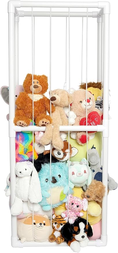 Lilly's Love Stuffed Animal Zoo Storage - Standing Storage Organizer Display | Made from Furniture-Grade, Easy to Assemble PVC, Stores More Stuffies Than Hammocks & Bean Bags | 55" x 22" x 12", White