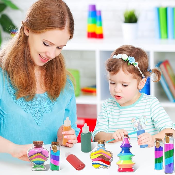 24 Pcs Art Sand, Assorted Colors Craft Sand Kit 1.25oz Bottles Sand Arts and Crafts Kit DIY Sand Painting Vase Glass Sand Scenic Sand Wedding Sand for Decorations Party Favors