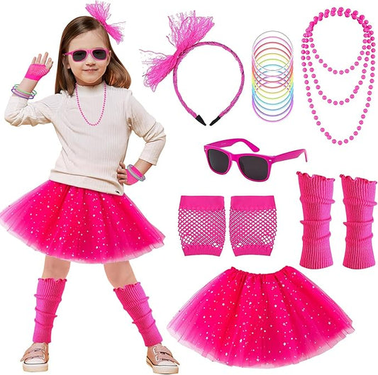80s Outfit for Kids, 80s Costumes Accessories for Kids, 80s Outfits for Girls Cosplay 1980s Theme Retro Party