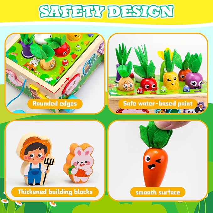 Montessori Toys for 1 2 3 Year Old Girls Boys|Wooden Learning Educational Toys for Toddlers 1-3|Shape Sorting Toys with Game Map|Wood Animal Farm Baby Toys for Baby 1+ 1-2 First Birthday Girl Gifts
