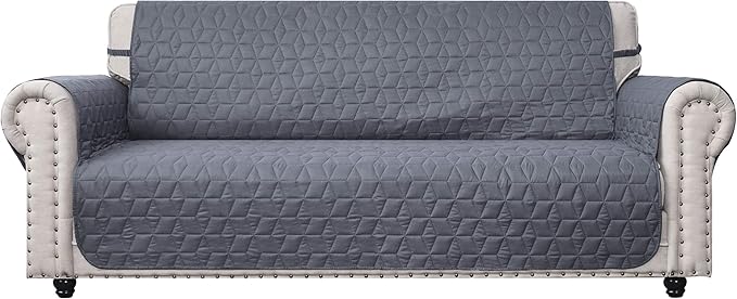 Ameritex Couch Sofa Slipcover 100% Waterproof Nonslip Quilted Furniture Protector Slipcover for Dogs, Children, Pets Sofa Slipcover Machine Washable (Light Grey, 78'')