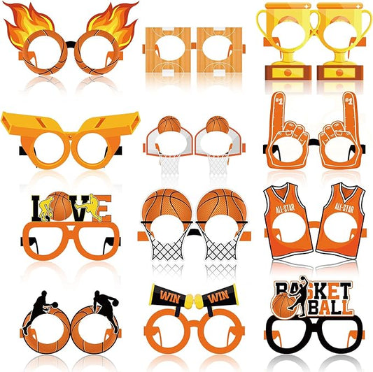 36 Pcs Basketball Party Decorations Basketball Paper Glasses Frame All Star Photo Booth Props Basketball Eyeglasses for Boys Basketball Sports Theme Birthday Party Baby Shower Favors Supplies