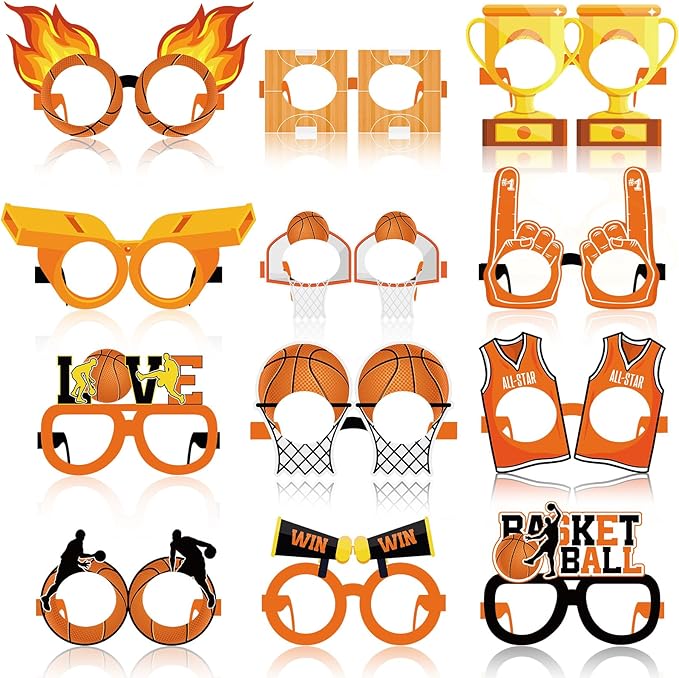 36 Pcs Basketball Party Decorations Basketball Paper Glasses Frame All Star Photo Booth Props Basketball Eyeglasses for Boys Basketball Sports Theme Birthday Party Baby Shower Favors Supplies