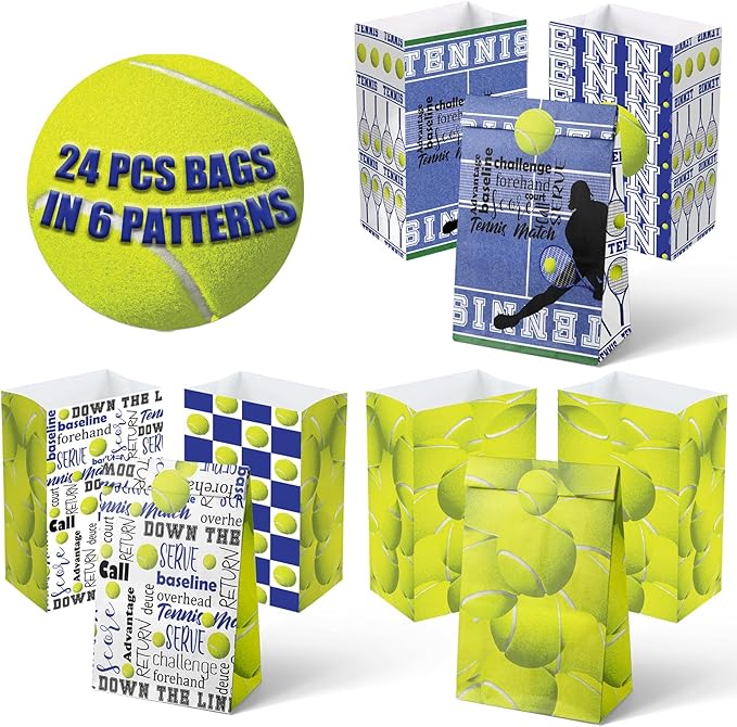 24 Tennis Party Favor Bags Tennis Goodie Bags Tennis Party Favors for Kids Tennis Birthday Party Supplies