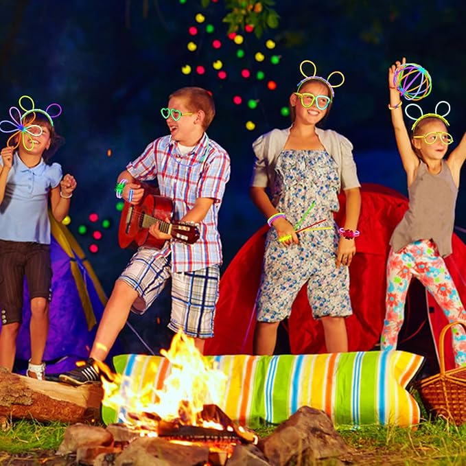 280PCS Glow in the Dark Party Supplies,Glow Party Favors With 100 Glow Sticks Bulk DIY Glow Necklaces Glasses Bracelets Headband Neon Glasses for Adult Kid Birthday Party Supplies Decorations