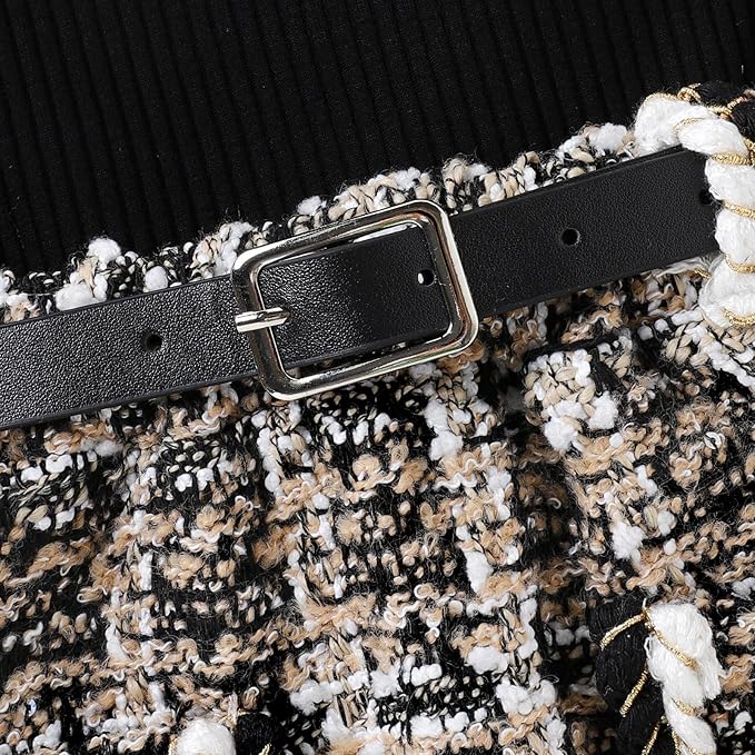 Fernvia Toddler Baby Girl Fall Winter Skirt Set Turtleneck Ribbed Long Sleeve T-Shirt Top & Plaid Skirts Dress 2Pcs Outfits