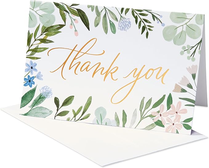 American Greetings Blank Thank You Cards with Envelopes for Wedding, Birthday, Baby Shower, Floral (48-Count)