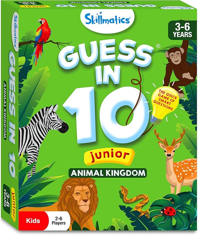 Skillmatics Card Game - Guess in 10 Junior Animals for Kids, Boys, Girls Who Love Board Games and Educational Toys, Travel Friendly for Ages 3, 4, 5, 6