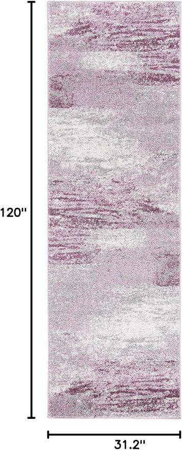 SAFAVIEH Adirondack Collection Runner Rug - 2'6" x 10', Grey & Purple, Modern Abstract Design, Non-Shedding & Easy Care, Ideal for High Traffic Areas in Living Room, Bedroom (ADR112V)