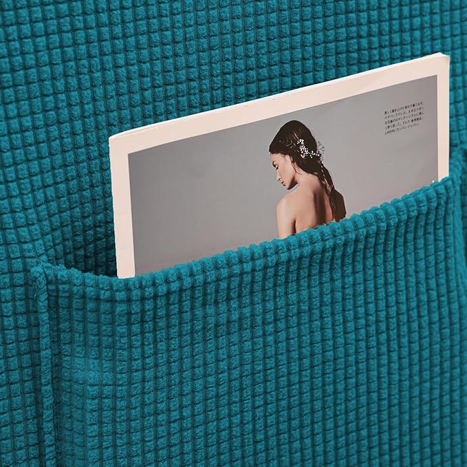 KEKUOU Recliner Chair Covers,Lazy Boy Recliner Covers Stretch Couch Cover Slipcovers 1 Piece Furniture Protector with Elastic Bottom for Kid,Dog(Recliner,Peacock Blue)