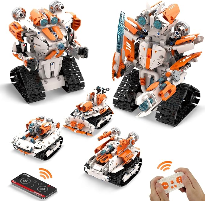 5 in 1 STEM Robot Building Kit, App & Remote Control Robot RC Toy for Kids, 689 Pcs Building Blocks Set, DIY Engineering Robotics Birthday Gift for Boys Girls Age 6 7 8 9 10 11 12 14+ Year old