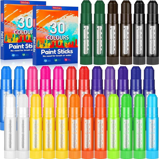 60 Pcs Tempera Paint Sticks 30 Colors Kids Washable Paint Safe Quick Drying Paint Crayons Children Arts and Craft Toddler Art Supplies for Paper Wood Glass Rock Poster Canvas