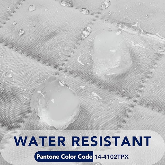 PureFit Reversible Quilted Sofa Cover, Water Resistant Slipcover Furniture Protector, Washable Couch Cover with Non Slip and Elastic Straps for Kids, Pets (Oversized Sofa, Light Gray/Light Gray)