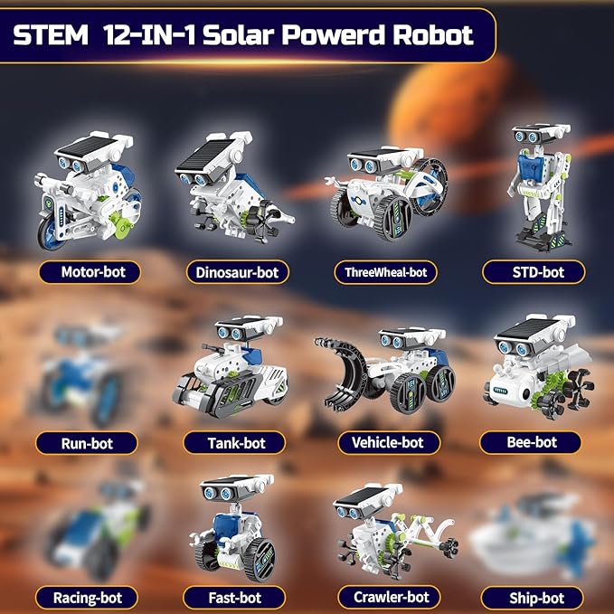 COBFDHA Toys for Kids Age 8-12, 12-in-1 STEM Building Robot Kit Science Learning Educational Experiment Kit, Gifts for 9 10 11 12 13 14 Year Old Boys.