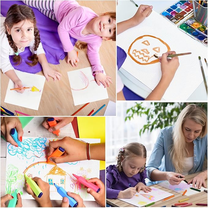 50PCS 4x4 Watercolor Paper Bulk, 140lb/300g Cold Press Thick Water Color Paper Pad for Kid Child Adult, White Art Paper for Drawing Painting Markers Gouache, Textured Cotton Paper Sheets