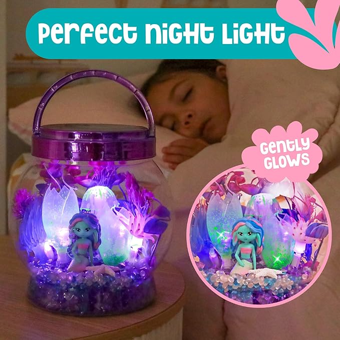 Amitié Lane Girls Mermaid Toys - DIY Light Up Terrarium Kit for Kids - Mermaid Gifts for Girls 5-7, Little Girl Gifts, Crafts for Girls - Birthday Gift for 5 Year Old Girl
