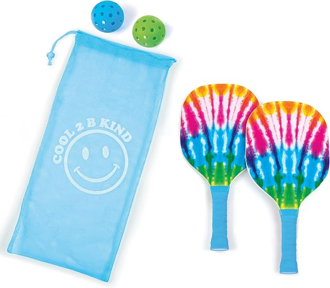 3C4G: Tie Dye 2 Person Pickleball Set - Play Pickleball Anywhere Your Heart Desires, Drawstring Dag Included, Make It Real, Three Cheers For Girls, Tween & Girls, Kids Ages 8+