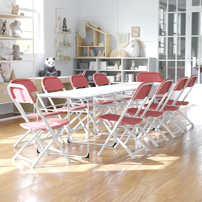 Flash Furniture Timmy 10 Pack Kids Burgundy Plastic Folding Chair