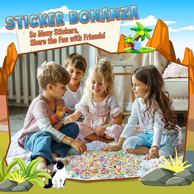 3200+ Stickers for Kids, 3D Puffy Stickers, 64 Different Sheets, Cute Animals Stickers for Boys Girls Teachers, Classroom Reward, Craft Scrapbooking, Party Gift