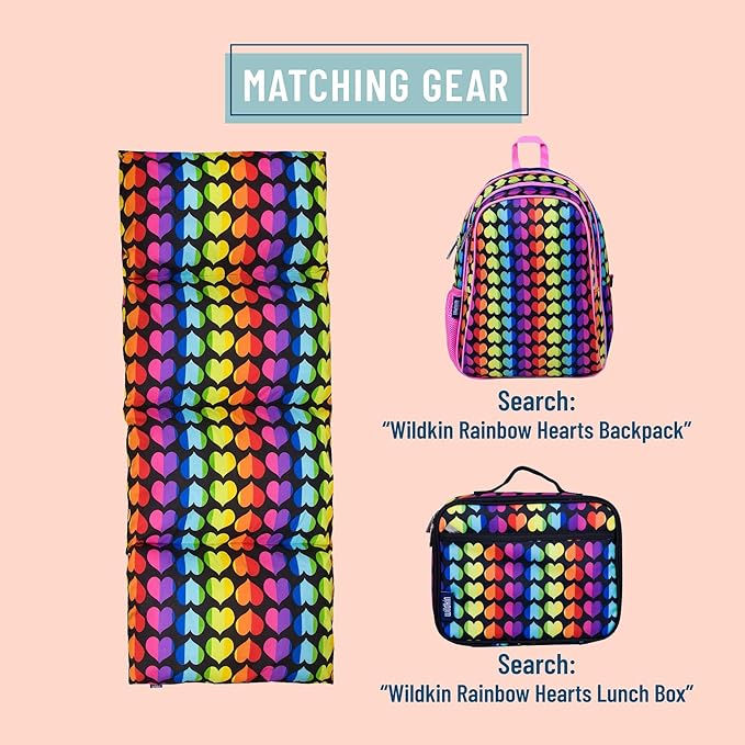 Wildkin Kids Floor Lounger: Ideal for Boys and Girls, Travel-Friendly, Perfect for Sleepovers - Pillow Lounger for Kids, Requires Standard Size Pillows Not Included (Rainbow Hearts)