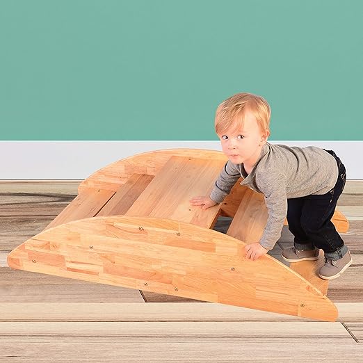 Constructive Playthings Wooden Rocking Boat for Children, Use as Playground Equipment, Daycare Furniture or for Home Use, Indoor and Outdoor Toddler Toys, Climbing Toy, Sits 4 Kids, 2 Years & Up