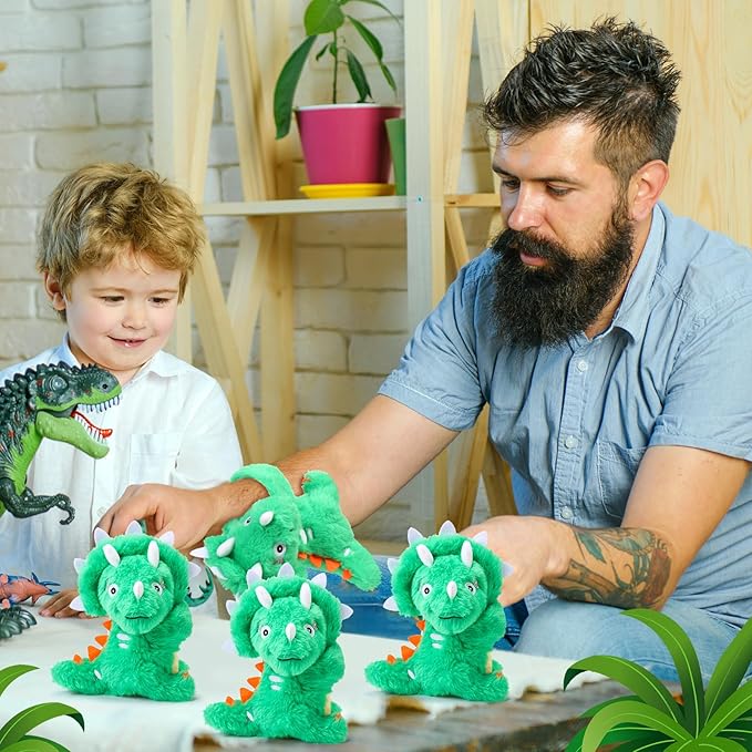 4 Pcs Huggers Butterfly Dinosaur Stuffed Animal Slap Bracelets for Kids, 8 Inch Plush Animal Wrist Cute Snap Bracelets in Bulk for Boys and Girls Birthday Gifts Party Favors(Dinosaur)