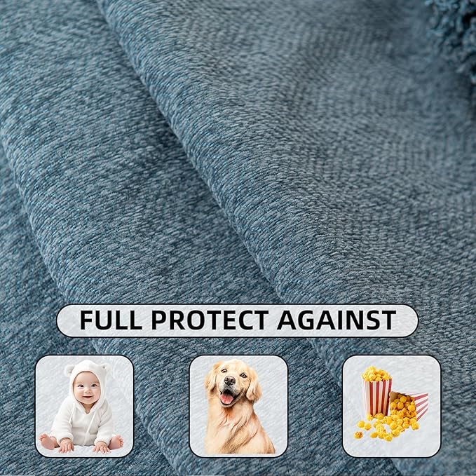 Recliner Chair Covers Lazy Boy Recliner Covers Armchair Cover Blanket Sofa Thick Soft Fabric Living Room Bedroom Throw Washable Sofa Slipcovers for Pets Kids (Grayish Blue)
