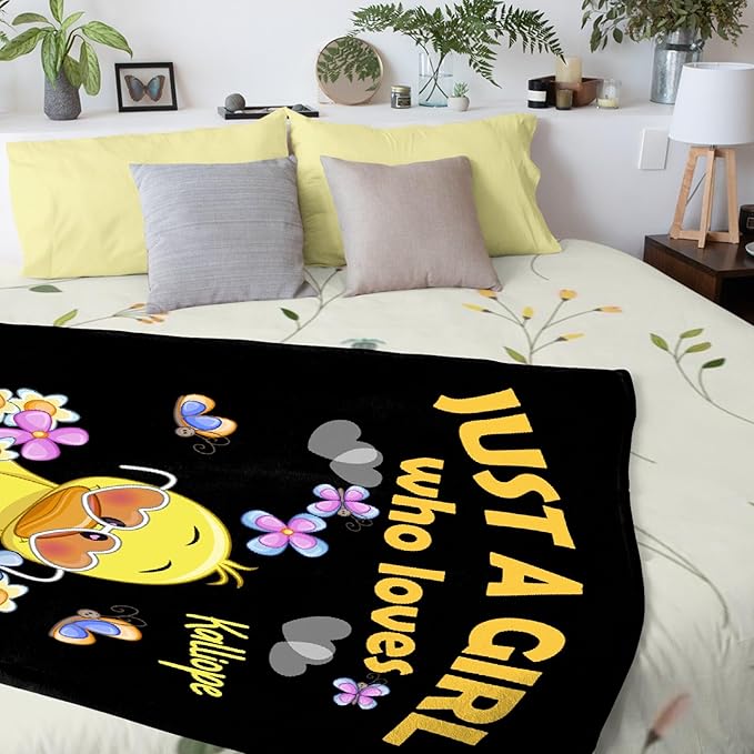 Custom Name Just a Girl loves Duck Adult duck Blanket Kids Funny Blanket Suitable for Bedroom bed sofa Crib Couch Chair outdoor All Season Items That Yellow Duck Lovers Will Love 40"x30"for Pets