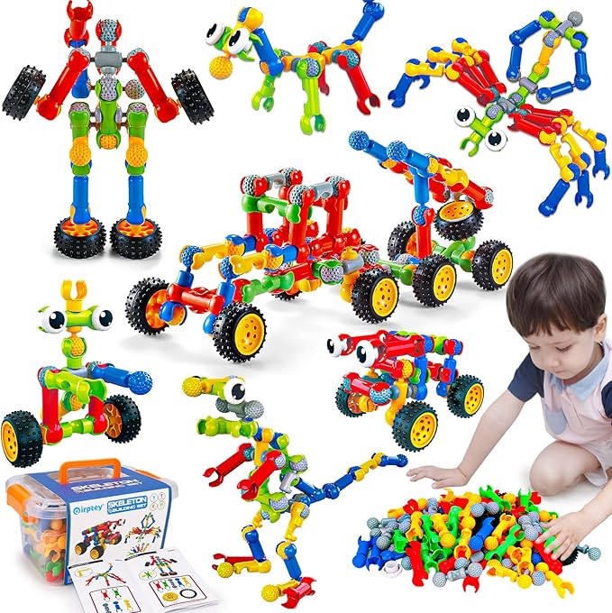 Kids STEM Building Toys for 3 4 5 6 7 8+ Year Old Boy Girl Birthday Gift, 125 Pcs Preschool Classroom Educational Building Blocks Stem Kits Activities Ages 3-5 4-8 5-7 6-8 Engineering Creative Games