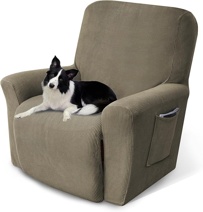 Recliner Chair Cover Lazy Boy Recliner Covers Recliner Covers for Recliner Chair 1 Piece Furniture Protector Prevent wear and pet Hair（Recliner,Khaki）