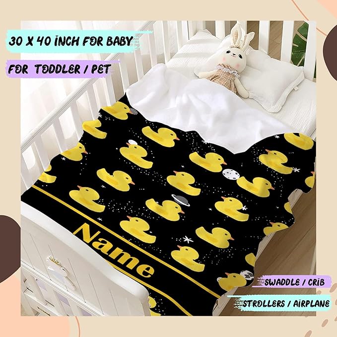 Custom Name Ruddy Duck Adult duck Blanket Kids Funny Blanket Suitable for Bedroom Living Room bed sofa Crib Couch Chair outdoor All Season Items That Yellow Duck Lovers Will Love 90”×120 ”for Family