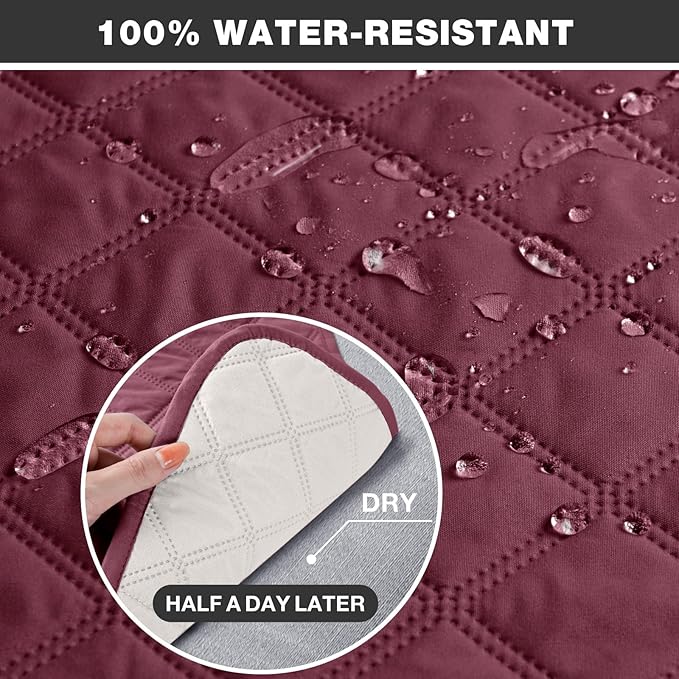 TAOCOCO Non-Slip Recliner Chair Cover Sofa Slipcover, Pet Cover for Large Recliner with Elastic Straps, Washable Chair Seat Cover Recliner Chair Furniture Protector (28'' Oversized, Wine)