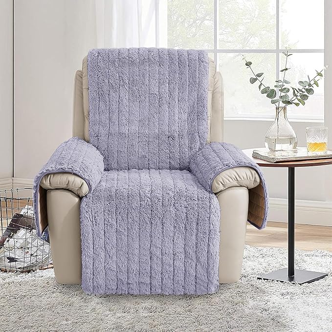RBSC Home Plush Recliner Slipcover 30 Inches Chair Covers Artificial Wool Lazy Boy Cover Quilted Cover for Large Recliner Chairs and Furniture