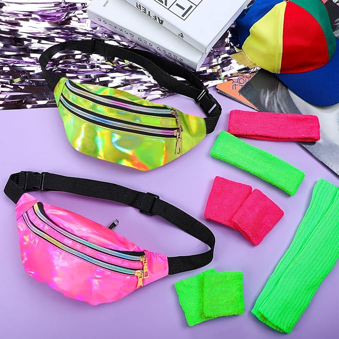 Giegxin 2 Set 80s Leg Warmers Set for Girls Kids Neon Ribbed Knit Leg Warmers Fitness Headband Wristbands for Cosplay Party