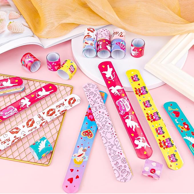 36 PCS Valentines Day Slap Bracelets Kids Party Favors, Bulk Snap Bracelet St Patrick's Day Party Favors Supplies for kids&teens Gifts Teacher Classroom School Favors Prizes