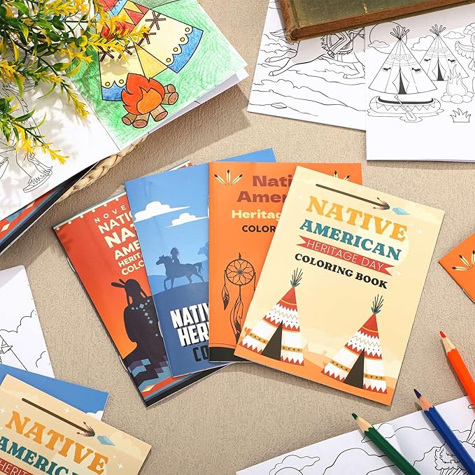 24 Pcs Native American Heritage Month Coloring Book Bulk Heritage Month Coloring Book Heritage Month Western Coloring Book Mini DIY Art Drawing Book for Gifts Party Supplies