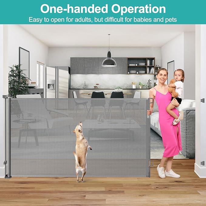 42" Tall X 95" Wide Extra Tall and Wide Baby Gate Extra Wide Baby Gate Extra Tall Retractable Dog Gate for The House Extra Wide Pet Gate Extra Tall Dog Gate Extra Large Baby Gate Outdoor Gate for Deck