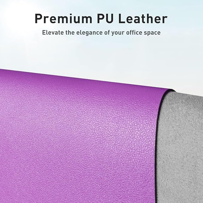 Aothia Leather Desk Pad Protector, Mouse Pad, Office Desk Mat, Non-Slip PU Leather Desk Blotter, Laptop Desk Pad, Waterproof Desk Writing Pad for Office and Home (31.5" x 15.7", Iris Violet)