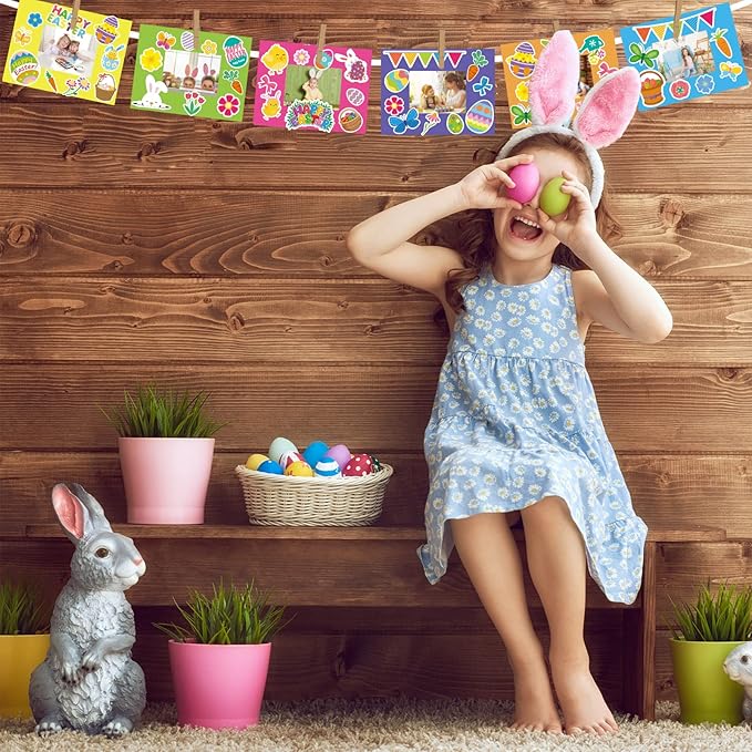 chiazllta Easter Kid's Craft Kits Easter Picture Frames Craft Bunny Egg DIY Photo Frames Suitable for Easter Class Game Activities Gift for Kids