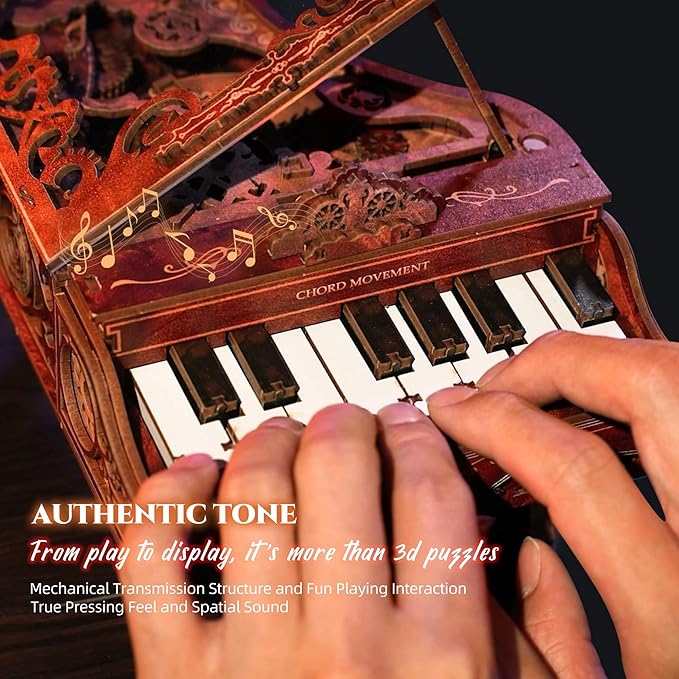 3D Wood Keyboard Piano Model Kit, Playable 3D Wooden Puzzle Digital Piano, Interactive Home Décor 3D Puzzle for Adults and Kids（Standard）