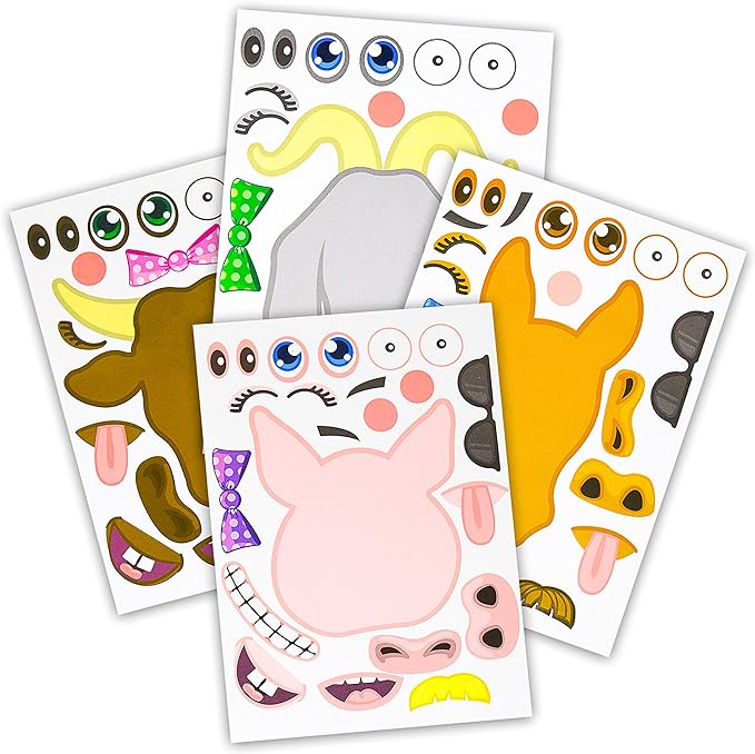 24 Make A Barnyard Farm Animal Stickers - Great Zoo Themed Birthday Party Favors - Fun Craft Project for Children 3+ - Let Your Kids Get Creative & Design Their Favorite Animal Sticker!