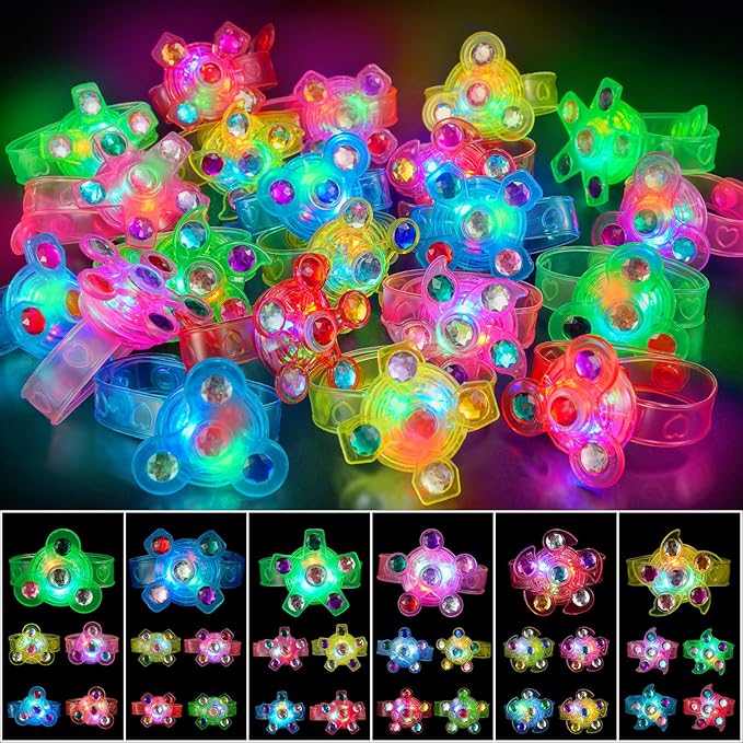 36PCS LED Light Up Fidget Spinner Bracelets, Glow in The Dark Party Favors for Kids 4-8 8-12,Goodie Bag Treasure Box Prizes Birthday Stocking Stuffers, Pinata Goodie Bags Stuffers for Boys Girls
