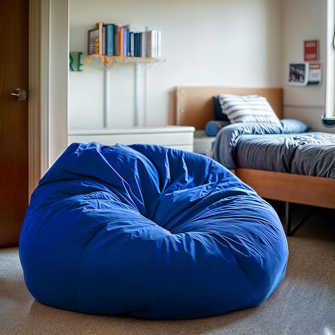 Flash Furniture Duncan Oversized Bean Bag Chair for Kids and Adults, Foam-Filled Beanbag Chair with Machine Washable Cover, Royal Blue