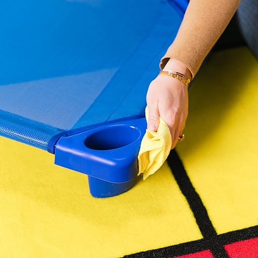 ECR4Kids Stackable Kiddie Cot, Assembled, Toddler Size, Classroom Furniture, Blue, 5-Pack