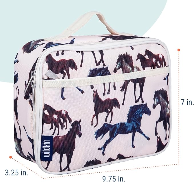 Wildkin Kids Insulated Lunch Box Bag for Boys & Girls, Reusable Kids Lunch Box is Perfect for Early Elementary Daycare School Travel (Horse Dreams)