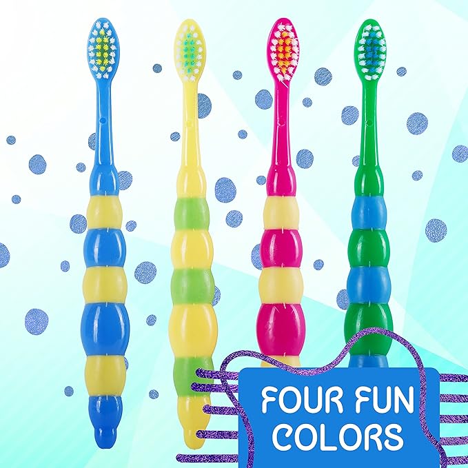 Kids Toothbrush, Toddler Toothbrush, Kids Toothbrush Pack, Toddler Toothbrush Age 2-4, Kids Tooth Brush, Kids Travel Toothbrush for Tiny Hands Boys and Girls Soft Toothbrush Kids (4 Pack - With Timer)