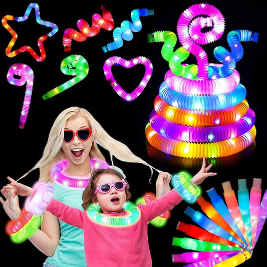 25 PCS Light up Glow Sticks for Kids 4-8-12, Bulk Party Pack Glow Bracelets Necklaces for Toddlers, Glow in The Dark Party Supplies, Birthday Return Gifts Treats (12 Colors)