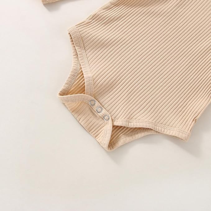 Baby Girl Clothes Newborn Infant Fall Winter Outifts Ribbed Ruffle Long Sleeve Romper Pant Outfit Set 3pcs 0-18Months