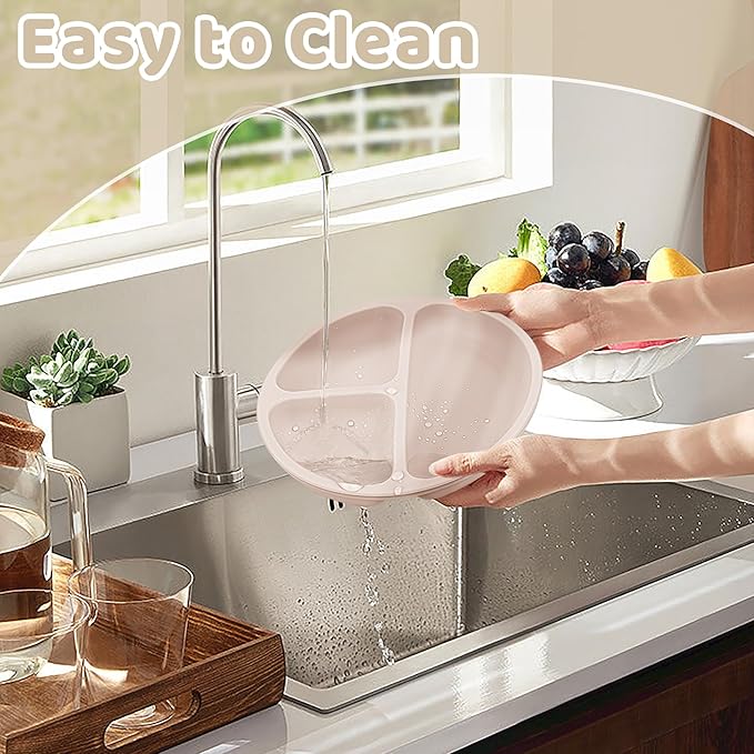 Silicone Baby Feeding Set, Baby Led Weaning Supplies, Eating Essentials Utensils with Suction Plate and Bowl, Pocket Bib, Sippy Cup with Lid, Forks Spoons Snack Container, for 6+ Months, Beige