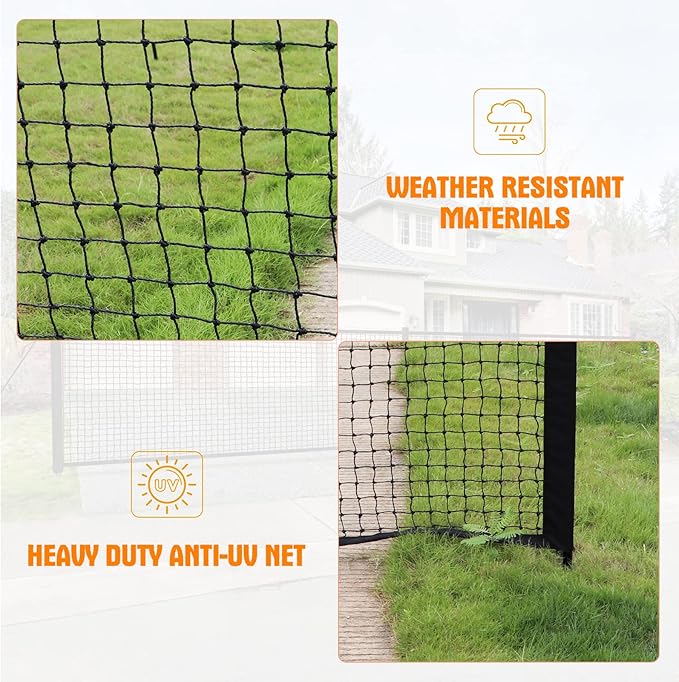 40FT x 5FT Driveway Safety Net Fence, Outdoor Yard Play Area Safety Barrier for Kids| Heavy Duty Steel Poles & Net, Not Fall Down Easily | Guard Net Length Adjustable, Easy to Recycle and Install